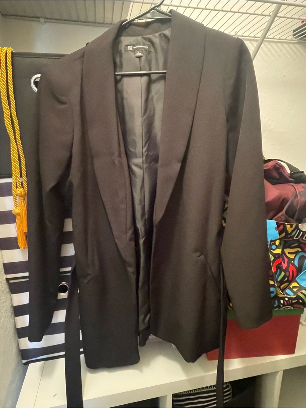 INC International Concepts Tie Front Blazer Black Size L
